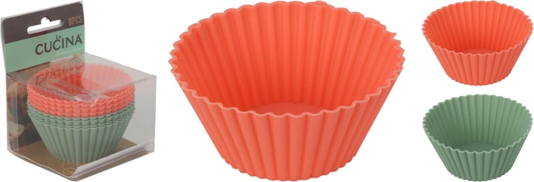 Silicone baking cups 7 × 3.5 cm, assorted colors (8 pcs)