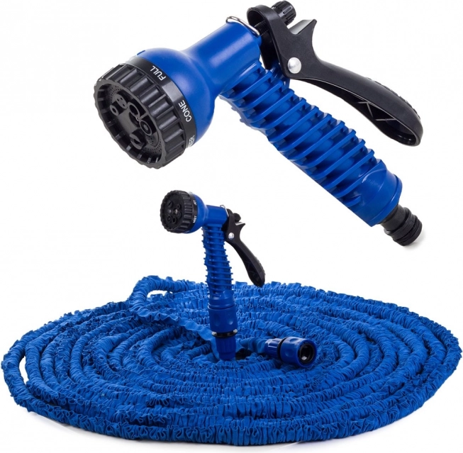 Ausziehbarer Gartenschlauch 20–60 m mit Spritzpistole – Blau