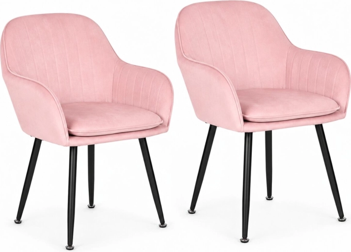 ModernHome set of 2 upholstered velvet chairs in pink