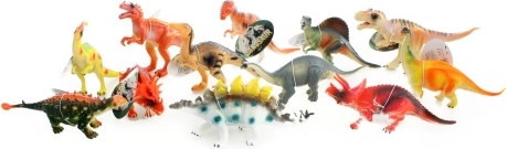 Kleine rubberen dinosaurussen – set van 12 stuks