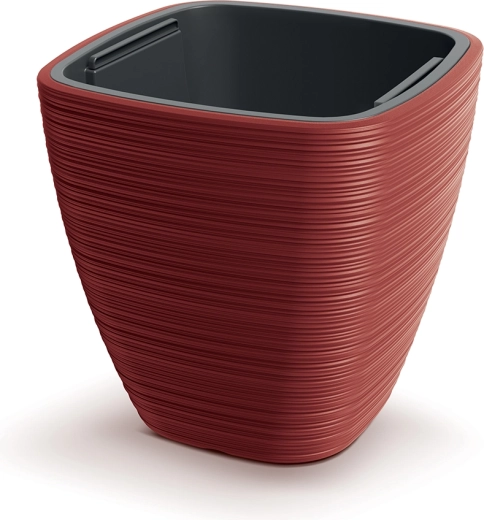 Vena Square Planter 38.8 cm retro red with insert