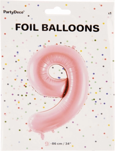 Ballon en aluminium chiffre 9 rose 86 cm