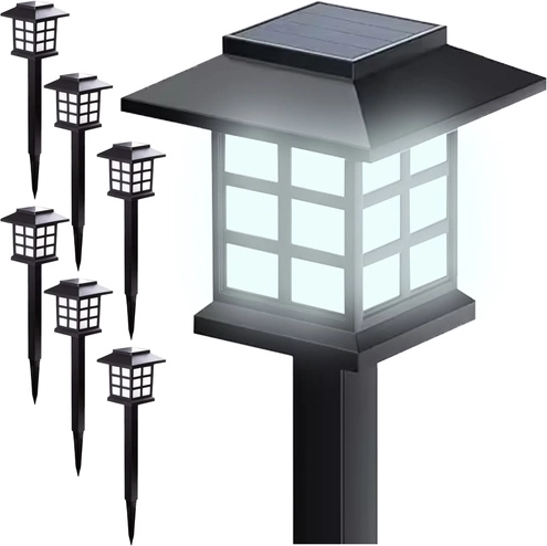 Lampes solaires de jardin GARDLOV, lot de 6 pièces, blanc froid, panneau amorphe