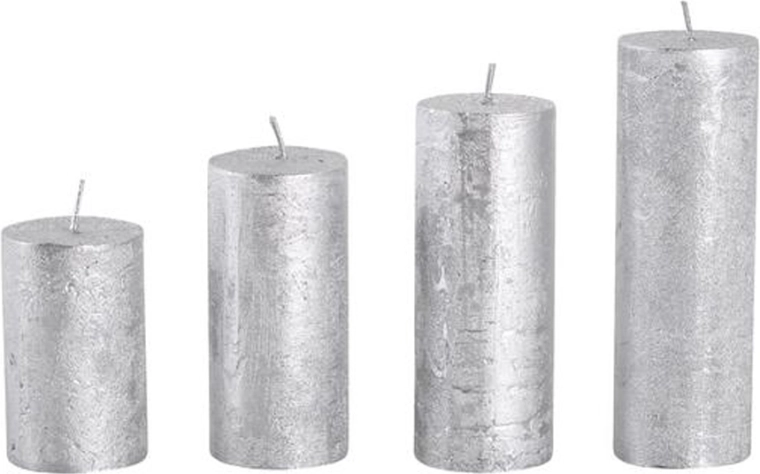 Rustic Advent Candles Provence, Silver, 4 Pieces
