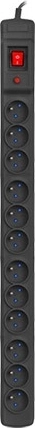Barrette parasurtenseur ARMAC M12/16A pour rack 19" 1,5 m, noir (12 prises)