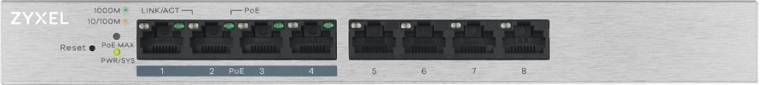Zyxel GS1200-8HP V2 8-poort PoE+ switch met webbeheer