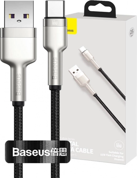 Datenkabel BASEUS Cafule USB‑A – USB‑C 66 W, 0,25 m, schwarz