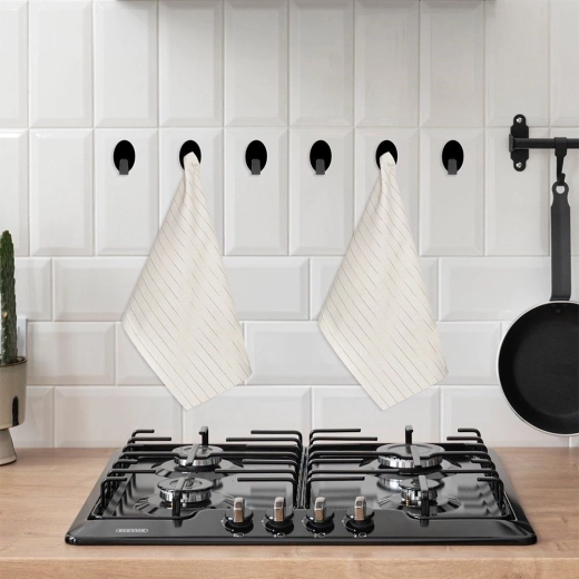 Tidy kitchen and bathroom without drilling