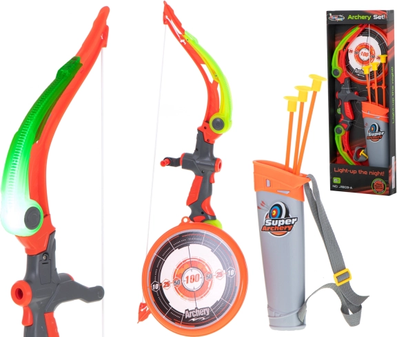 kids' bow with arrows and XXL target with light effects