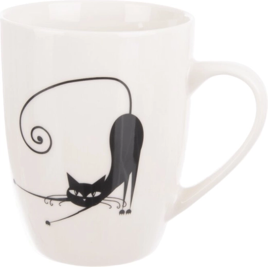 Porcelain mug with cat motif, white/black, 370 ml