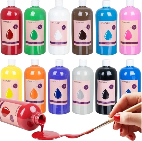 Plakatfarben MAALEO 12×1 l – Set für Schule, Atelier und kreatives Zuhause