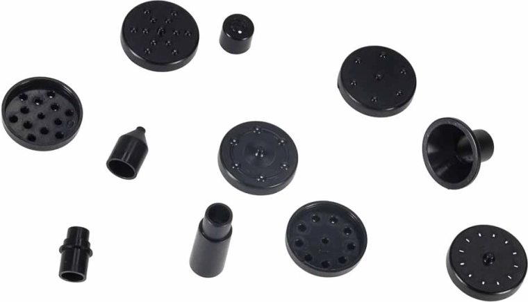 Eight interchangeable nozzles for varied effects