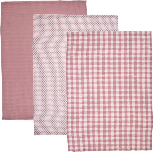 Rosa Küchen-Baumwolltücher, Set 3 Stk.