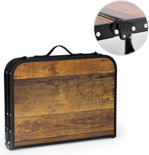 Folds into a suitcase with a handle