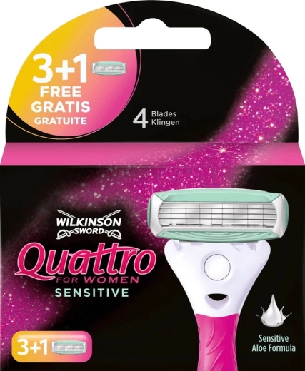 Wilkinson Quattro for Women Sensitive Ersatz-Rasierklingen 3+1