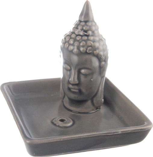 Gray Ceramic Buddha Incense Stick Holder