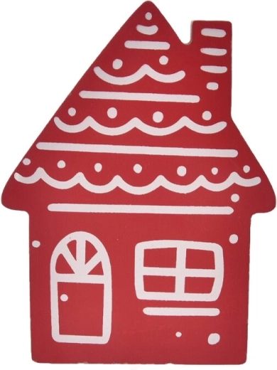 Wooden decorative house red/white 15 cm