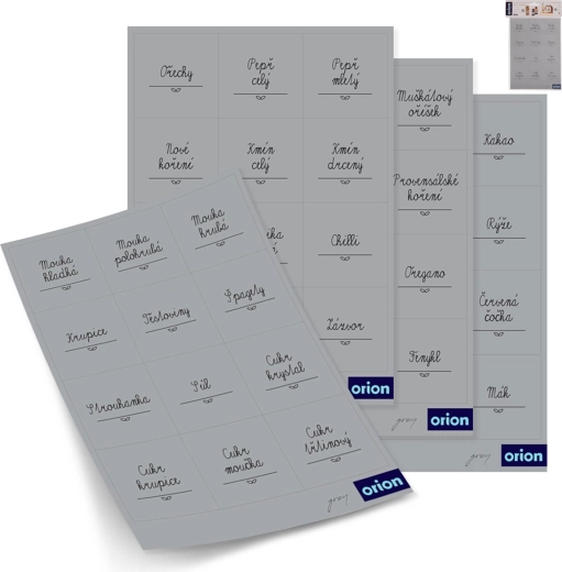Grey Square Jar Labels 48 pcs (CZ)
