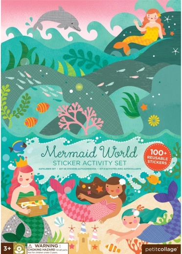 Petit Collage herbruikbare stickers met scène – Wereld van de zeemeermin