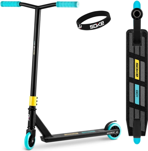 Trottinette freestyle SOKE Go! jaune et bleue