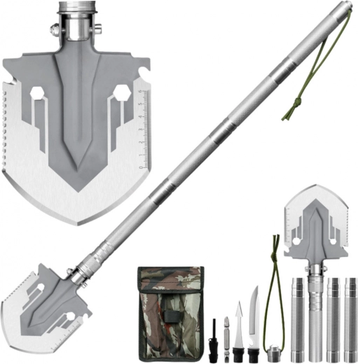 Folding Military Shovel 16in1 with Knife and Fire Starter