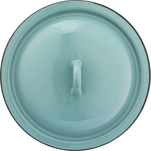 Ronde geëmailleerde deksel 24 cm – saliegroen, gespikkeld design