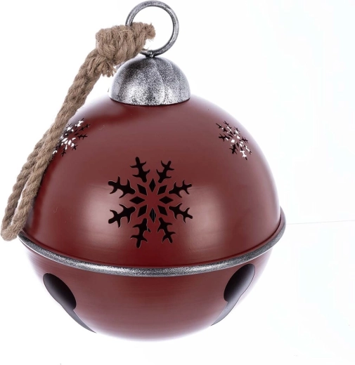 Red snowflake-shaped bell ornament