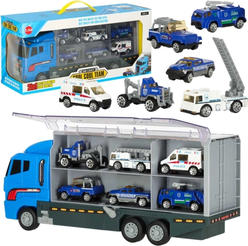 Transport Truck with Police Cars
