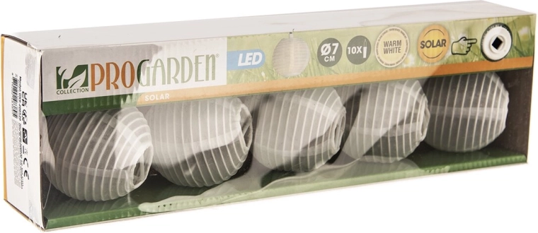 Solar-LED-Lampionlichterkette, weiß, 10 Stk., 4 m