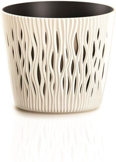 Cache-pot Sandy Round avec insert 18,9 cm – crème