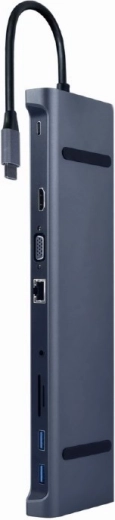 USB-C-Hub mit Stromversorgung, Gigabit-Ethernet, VGA, HDMI und 3x USB 3.1 mit SD-Kartenleser