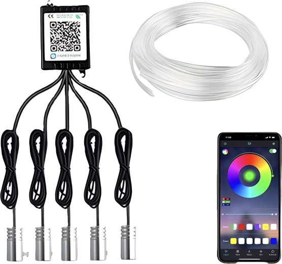 RENEW FORCE ambient LED RGB car interior lighting 7 m with Bluetooth control - 1 piece