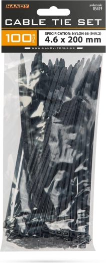 Black Cable Ties 200 × 4.6 mm, 100 Pieces