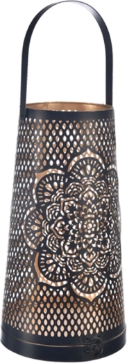 Metal Mandala Candle Holder Black/Gold 30 cm