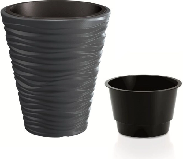 Pot de fleurs Sand avec insert 34,5 cm anthracite