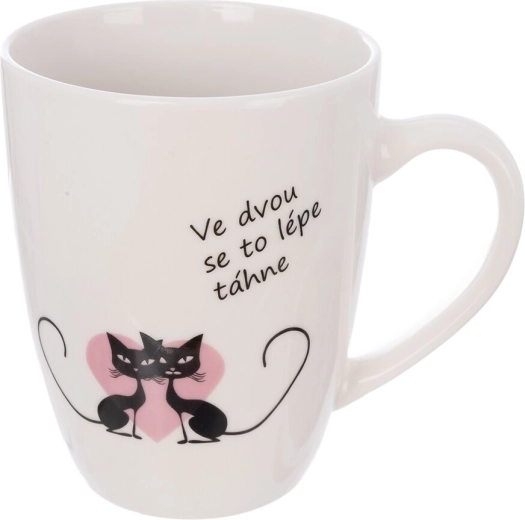 White porcelain mug with cat motif 380 ml