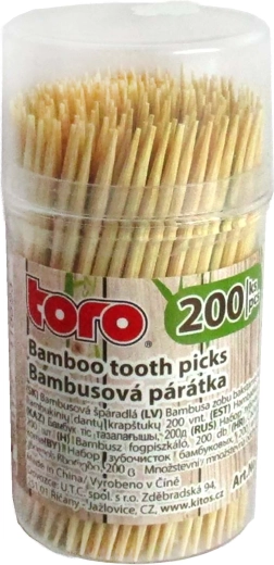 Cure-dents en bambou avec distributeur – 200 pcs