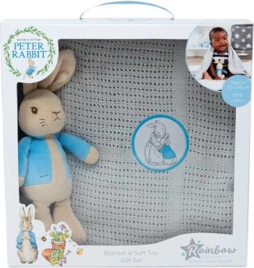 Peter Rabbit gift set with knitted blanket