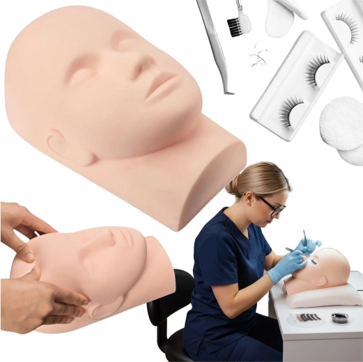 Tête d'entraînement en silicone pour l'extension des cils
