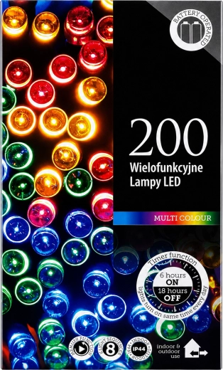 Guirlande lumineuse LED de Noël de 20 m, 200 LED RGB multicolores - 1 pièce