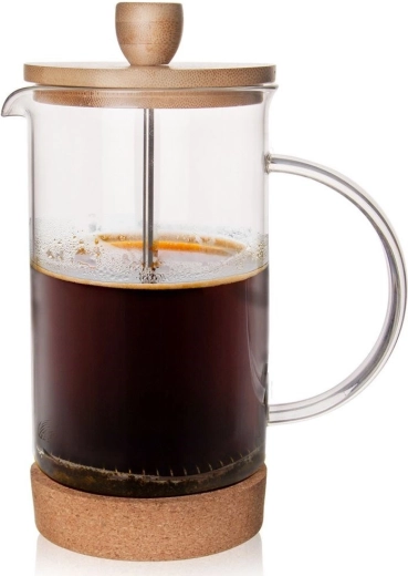 Glass French Press 1 L with Bamboo Lid and Cork Base
