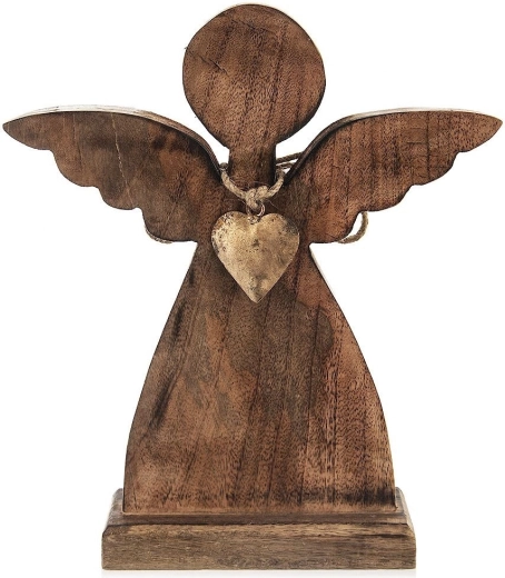 Holzfigur Engel aus Mangoholz 27 × 30 cm