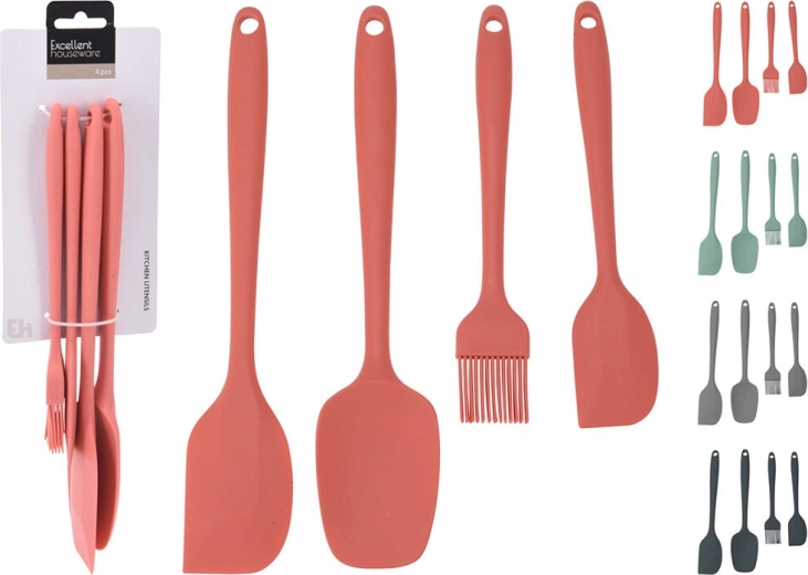 4-teiliges Silikon-Küchenutensilien-Set – Farb-Mix