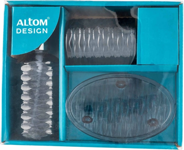 3-piece bathroom set made of gray glass