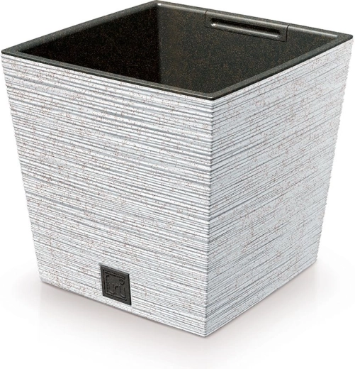 Cache-pot Furu Square Low Eco Wood avec insert 24 cm blanc