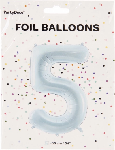 Ballon en aluminium chiffre 5 bleu 86 cm