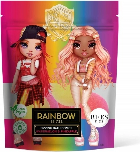 Bruisende badballen Rainbow High watermeloen en ananas 6×55 g