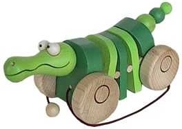 Wooden Pull-Along Crocodile Clatter Toy for Children