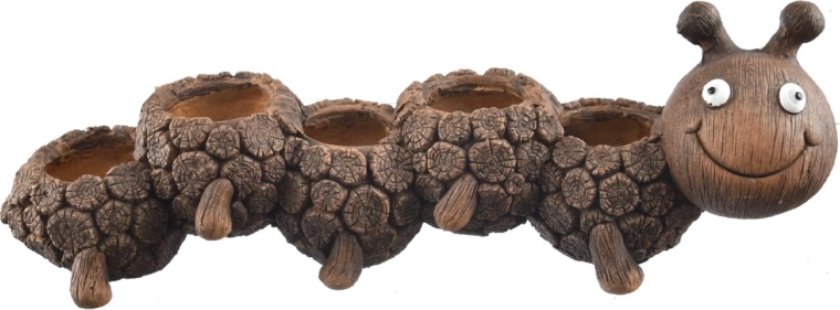 Keramik-Blumentopf RONA in Raupenform, Holzoptik 64 cm