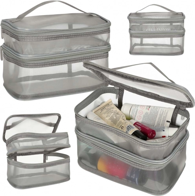 Grey travel cosmetic bag